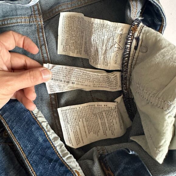 ZARA Basic Z1975 Denim Women's Rolled up embellished distressed Jeans Size US 8 - Picture 8 of 13